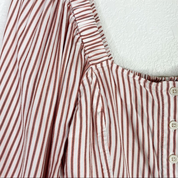 CAbi Carnival Red & White Striped Puff Sleeve Top Style 5890 - Picture 4 of 7